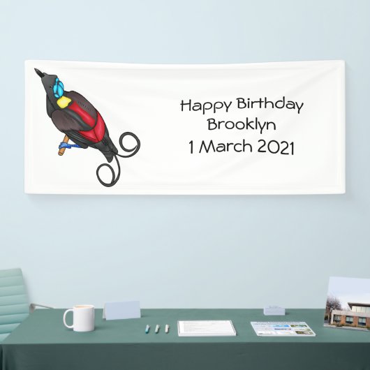 Wilsons Vogel-of-Paradies-Vogel-Cartoon Banner (Messe)