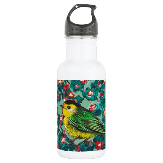 Wilson's Warbler Edelstahlflasche (Vorderseite)