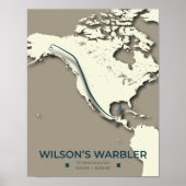 Wilsons Warbler-Migrationskarte - Minimalistisch Poster (Vorne)