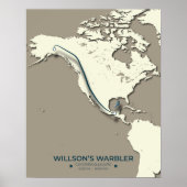 Wilsons Warbler-Migrationskarte - Minimalistisch Poster (Vorne)
