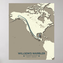 Wilsons Warbler-Migrationskarte - Minimalistisch
