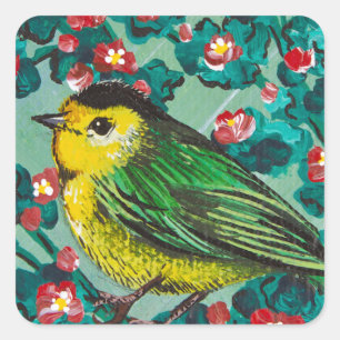 Wilson's Warbler Quadratischer Aufkleber