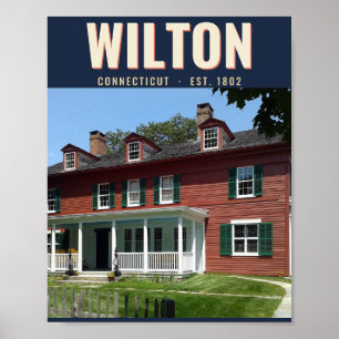 Wilton, Connecticut Vintage Reiseplakat – Geschätz Poster