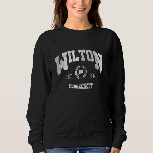 Wilton CT Connecticut Vintag Throwback Sweatshirt (Vorderseite)