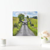 Wiltshire Country Lane Quadratische Wanduhr (Zuhause)