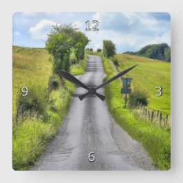 Wiltshire Country Lane Quadratische Wanduhr
