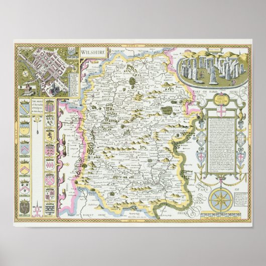 Wiltshire, engraved by Jodocus Hondius Poster (Vorne)