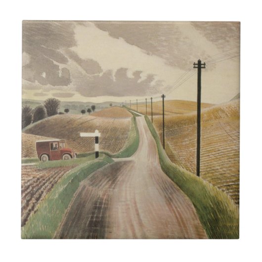 Wiltshire Landscape (von Eric Ravilious) Fliese (Vorderseite)
