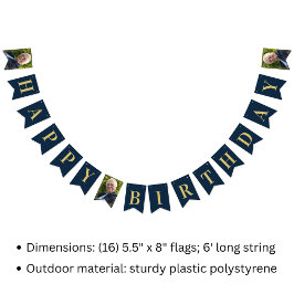 Wimpel Flagge Foto Marine Gold 80. Geburtstag