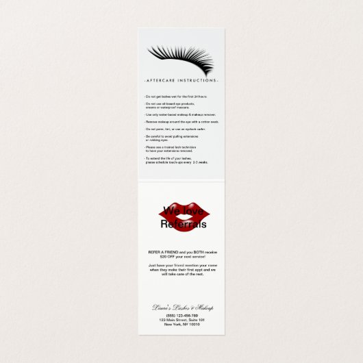 Wimper-Erweiterungs-Peitsche u. Visitenkarten (Innenseite Aufgefaltet)