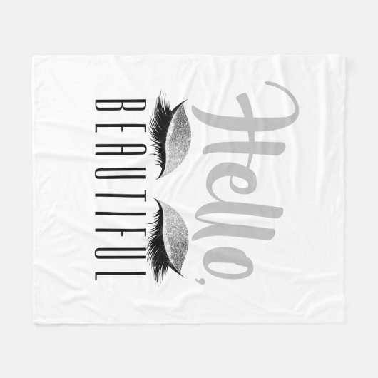 Wimper-Make-uphallo schönes Schwarzweiss Fleecedecke (Vorderseite (Horizontal))