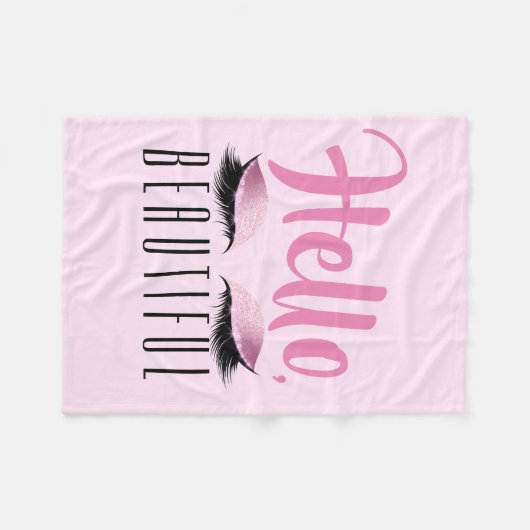 Wimper-Make-uprosa hallo schön Fleecedecke (Vorderseite (Horizontal))