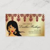 Wimper-Visitenkarte-indisches Frauen-Gold Visitenkarte (Rückseite)