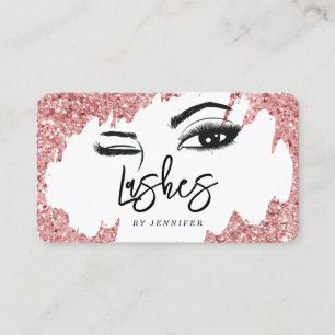 Wimpern Augen und Augenbrauen Roségold Glitter Bus Telefonnummerkarte