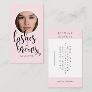 Wimpern & Augenbrauen Blush Pink Kalligrafie Foto  Visitenkarte