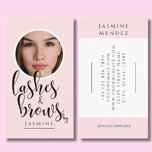 Wimpern & Augenbrauen Blush Pink Schwarze Kalligra Visitenkarte