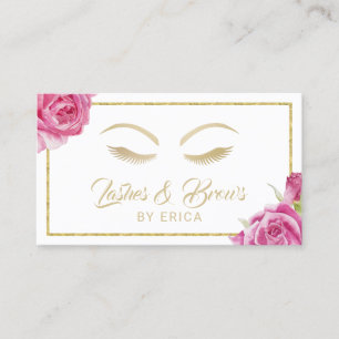 Wimpern & Augenbrauen Makeup Artist Vintage Floral Visitenkarte