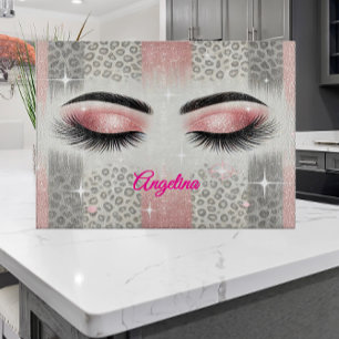 Wimpern aus rosa Glitter  Schneidebrett
