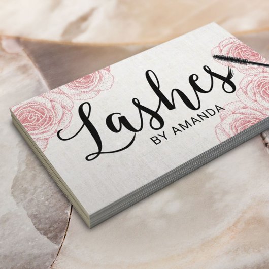 Wimpern Black Script Stiple Floral Wimpernverlänge Visitenkarte