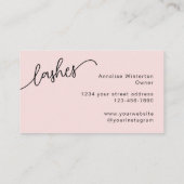 Wimpern Blush Pink Black Script Foto  Visitenkarte (Rückseite)