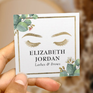 Wimpern Brauen Visagist Salon Vintage Botanisch Quadratische Visitenkarte