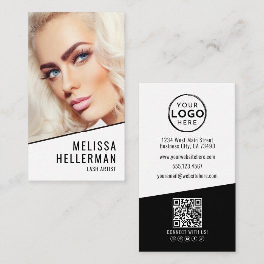 Wimpern Foto Logo Vertikal Visitenkarte (Vorne/Hinten)