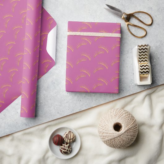 Wimpern Geburtstag Pink Gold Geschenkpapier (Kunsthandwerk)