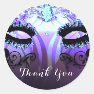 Wimpern Glamour Lila Maskenparty Favor Runder Aufkleber