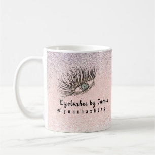 Wimpern Handgezeichnet Salon Business Glitter  Kaffeetasse