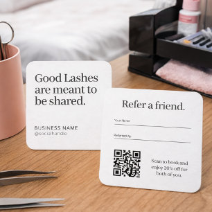 Wimpern-Künstler-Empfehlungskarte mit QR-Code Quadratische Visitenkarte