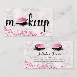 Wimpern-Make-up Pink Glitter Marmor Geschlossenes Visitenkarte