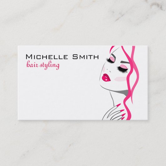 Wimpern Maniküre Haar Rosa Mädchen Schönheit Brand Visitenkarte (Vorderseite)