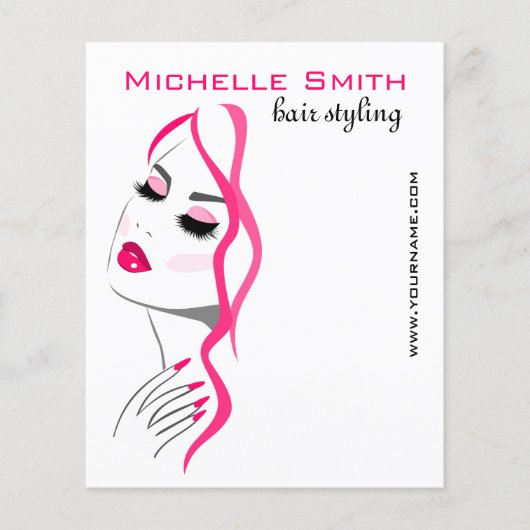 Wimpern Maniküre Haar Rosa Mädchen Schönheitsbrand Flyer (Vorne)