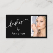Wimpern Minimal Schwarz Weiß Script Foto Visitenkarte (Vorderseite)