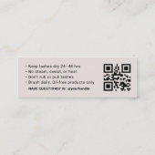 Wimpern-Pflegehinweis-Karte mit QR-Code Mini Visitenkarte (Rückseite)