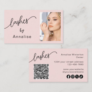Wimpern Röte Pink Schrift Soziales Icon QR-Code Fo Visitenkarte