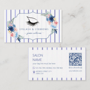 Wimpern-Schönheitssalon blaue Blumen Visitenkarte