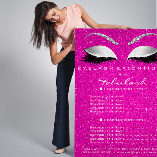 Wimpern Schönheitssalon Glitter Flyer Hot Pink