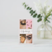Wimpern Schrift Foto-Collage QR-Code Beige Visitenkarte (Stehend Vorderseite)