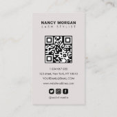 Wimpern Schrift Foto-Collage QR-Code Beige Visitenkarte (Rückseite)