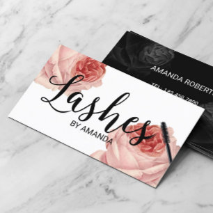 Wimpern Schwarze Schrift Vintage Florale Wimpernve Visitenkarte