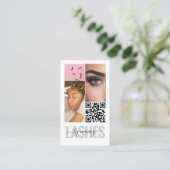 Wimpern Typografie 3 Foto Collage Qr Code Logo Visitenkarte (Stehend Vorderseite)