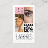 Wimpern Typografie 3 Foto Collage Qr Code Logo Visitenkarte (Vorderseite)
