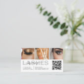 Wimpern-Typografie 3 Foto-Collage QR-Code Visitenkarte (Stehend Vorderseite)