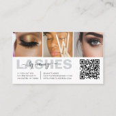 Wimpern-Typografie 3 Foto-Collage QR-Code Visitenkarte (Vorderseite)