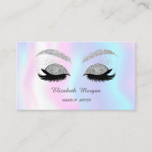 Wimpernimitat Silber Glitter Holografisch Visitenkarte