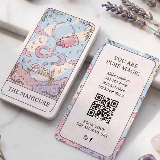 Wimpernkünstler Pastell-Tarot-QR-Code Visitenkarte