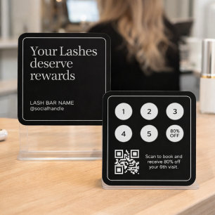 Wimpernstudio-Kunden-Stempelkarte Schwarz Quadratische Visitenkarte