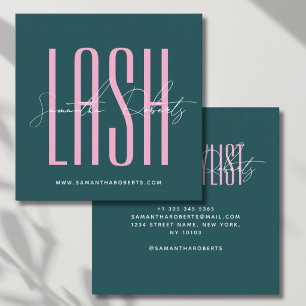 Wimpernstylist moderne Typografieschrift grünes Qu Quadratische Visitenkarte