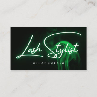 Wimpernstylist-Typografie Grün Neon Visitenkarte
